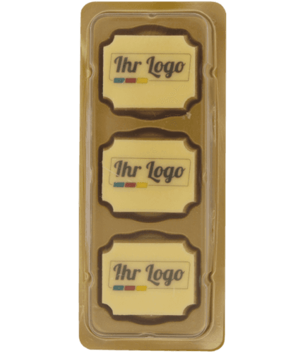3er Logopraline im Kundenindividuellen Logo