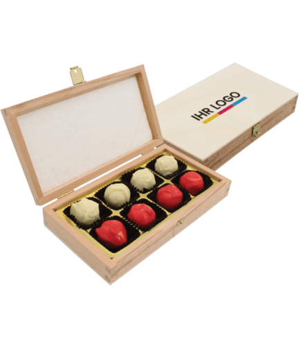 Pralinenbox Holz 8er bedruckter Deckel