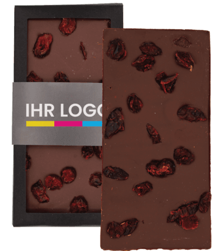 90 gr. Schokoladentafel Zartbitter mit Cranberry