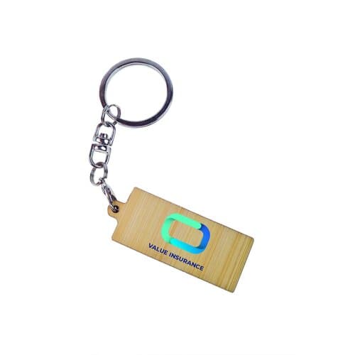 Key Ring Bamboo Rectangular 41 x 18 mm, Print in full color
