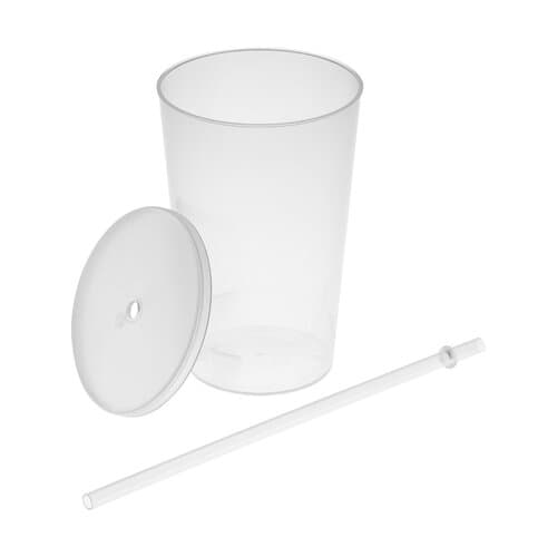 Trinkbecher "Vital", 500 ml mit Deckel und Strohhalm