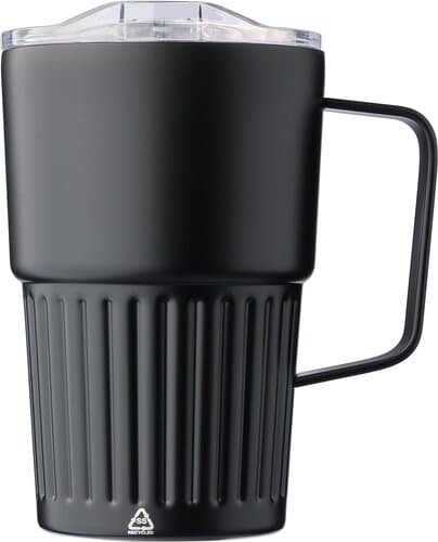 Recycelter Edelstahl-Reisebecher mit doppelter Wand (450 ml) von Calo