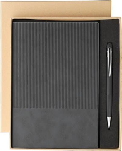 Recyceltes PU-Notizbuch (A5) und Kugelschreiber-Set Tarek
