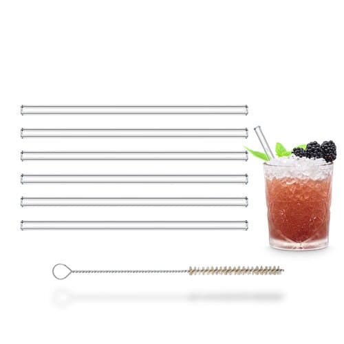 Set mit sechs Glastrinkhalmen, inkl. Reinigungsbürste