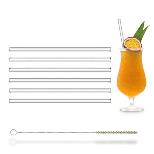 Set mit sechs Glastrinkhalmen, inkl. Reinigungsbürste