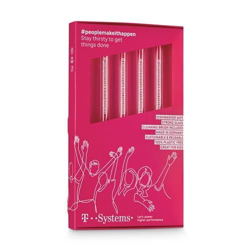 Set mit vier Glastrinkhalmen, inkl. Reinigungsbürste