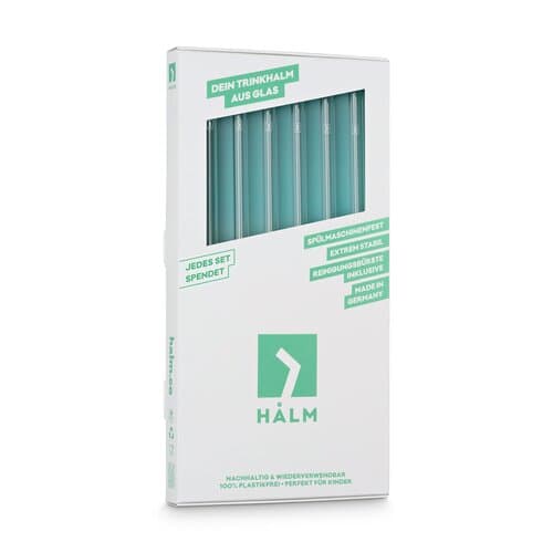 Set mit sechs Glastrinkhalmen, inkl. Reinigungsbürste