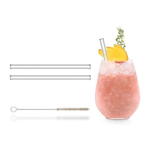 Set mit Sichtfenster und zwei Glastrinkhalmen, inkl. Reinigungsbürste