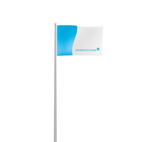 Werbefahne Querformat für Fahnenmasten ohne Querstange mit Karabiner