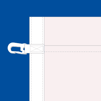 Werbefahne Hochformat für Fahnenmasten mit Querstange mit Karbiner