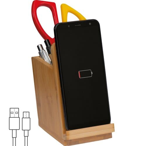 Induktionsladegerät aus Bambus mit Stifteköcher JULIUS