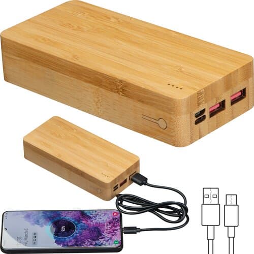 Powerbank aus Bambus 20.000 mAh VALERIA