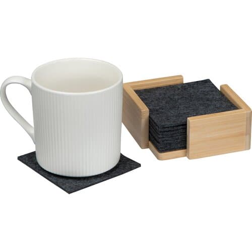 10 Filzuntersetzer im Bambusständer CELESTE