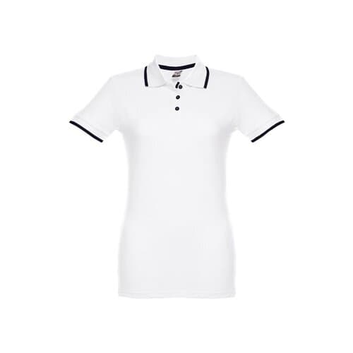 THC ROME WOMEN WH. Zweifarbiges Baumwoll-Poloshirt für Damen