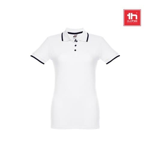THC ROME WOMEN WH. Zweifarbiges Baumwoll-Poloshirt für Damen