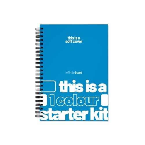 FLEXIBLE A5 STARTER KIT - 1 COLOUR. A5-Notizbuch – „Infinitebook“ – mit festem Einband und Ringbindung, vollfarbige Personalisierung auf Vorder- und Rückseite möglich