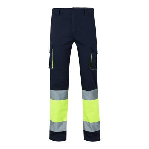 VL ZEUS LARGE. Zweifarbige Stretch-Hose mit mehreren Taschen (240 g/m²), aus Baumwolle (46 %), EME (38 %) und Polyester (16 %)