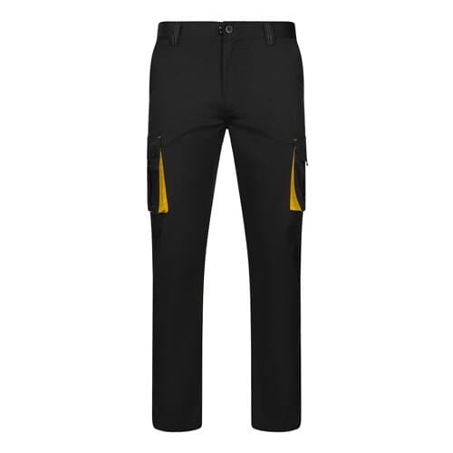 VL FIDES. Zweifarbige Stretch-Hose mit mehreren Taschen (240 g/m²), aus Baumwolle (46 %), EME (38 %) und Polyester (16 %)