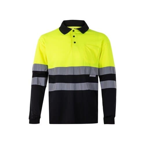 VL VULCAN LARGE. Zweifarbiges Poloshirt im Bird-Eye-Design (160g/m²) mit langen Ärmeln, aus Polyester (100%)