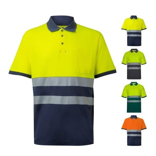 VL ACHELOUS. Zweifarbiges Piqué-Poloshirt (150g/m²) mit kurzen Ärmeln, aus Baumwolle (55%) und Polyester (45%)
