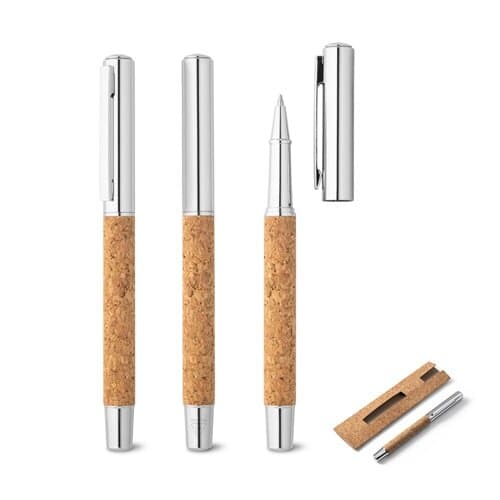 ANDREW. Roller mit Körper aus rostfreiem Stahl (90% rSS) und Kork mit Clip