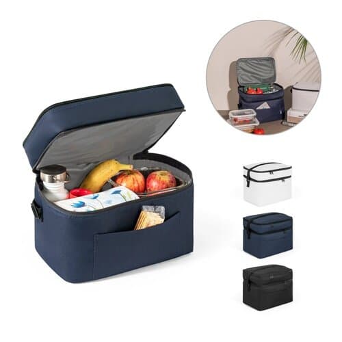 CANCUN LARGE. Kühltasche aus 600D, recyceltem Polyester, mit verstellbarem Gurtband 14 L