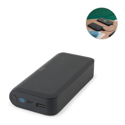 BECKER 20. 20'000 mAh Powerbank aus recyceltem ABS (100% rABS) mit 15W superschnellem kabellosem Ladegerät