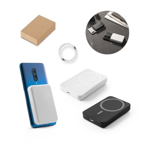 AMPERE 5. Magnetische Powerbank mit 5'000 mAh und superschnellem kabellosem Ladegerät (15 W) aus Recyceltes ABS (100% rABS)