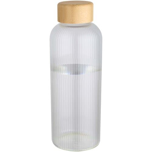 Mirage 650 ml einwandige Trinkflasche aus Borosilikatglas mit Bambusdeckel