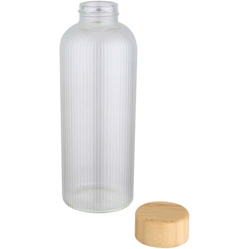 Mirage 650 ml einwandige Trinkflasche aus Borosilikatglas mit Bambusdeckel