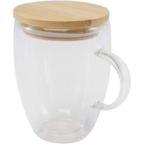 Leona 350 ml Glasbecher mit Bambusdeckel