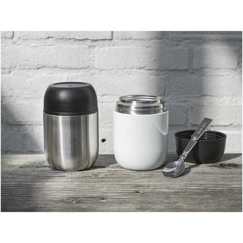 Supo 480 ml doppelwandiger Lunchpot aus recyceltem Edelstahl mit faltbarem Löffel