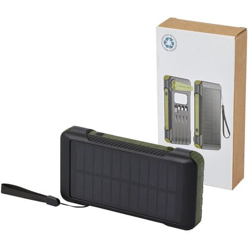 Soldy 10.000 mAh Solardynamo-Powerbank aus recyceltem GRS Kunststoff