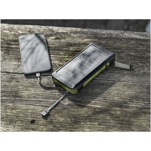 Soldy 10.000 mAh Solardynamo-Powerbank aus recyceltem GRS Kunststoff