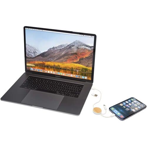 Chechia 30 cm 5-in-1 Kabel aus recyceltem Kunststoff für Datenübertragung und 27W Schnellladung mit Bambusdetails