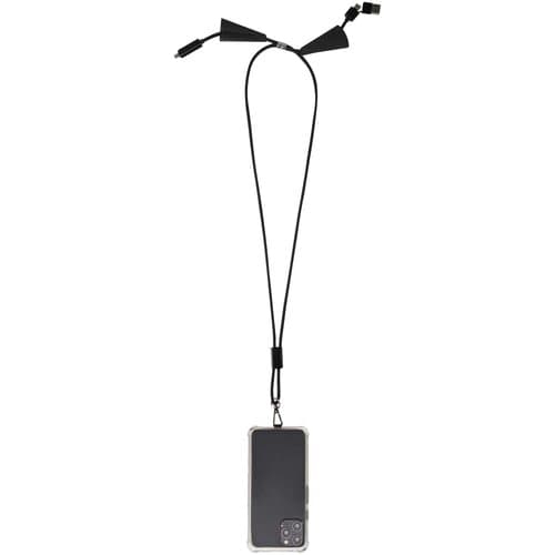 Funi 5 in 1 Lanyard Kabel aus recyceltem Kunststoff für Smartphones mit integrierter Datensynchronisierung und 100 W Schnellladefunktion