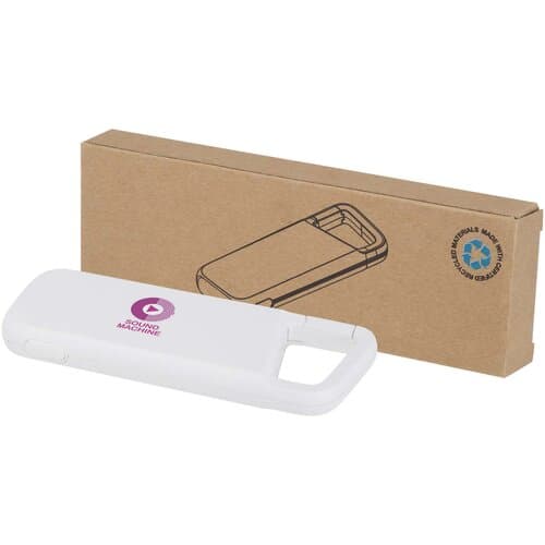 Alkes 12 W 5.000 mAh wasserfeste Powerbank aus recyceltem Kunststoff mit Karabinerhaken