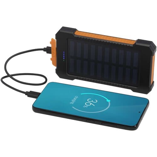 Altair 10 W 5000 mAh robuste Solar Powerbank aus recyceltem Kunststoff mit integrierter Taschenlampe