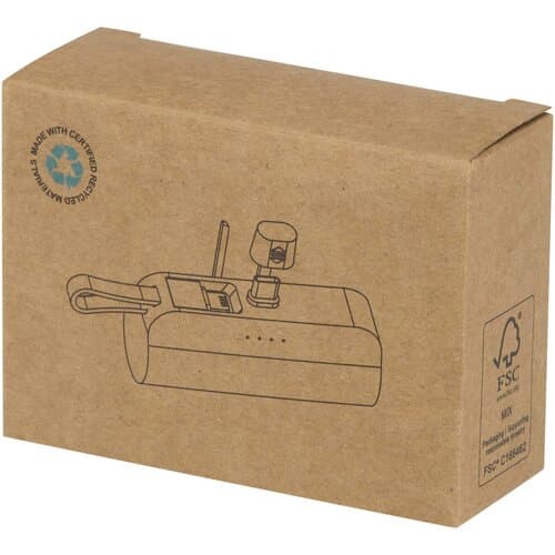 Alnair 10 W 5000 mAh Typ C Powerbank aus recyceltem Kunststoff mit integriertem Klappständer und 2 in 1 Kabel