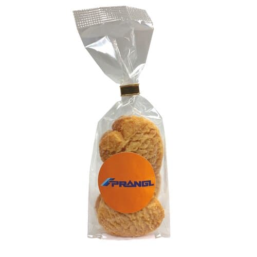 Cookies Bodenstandbeutel mit Werbeaufkleber