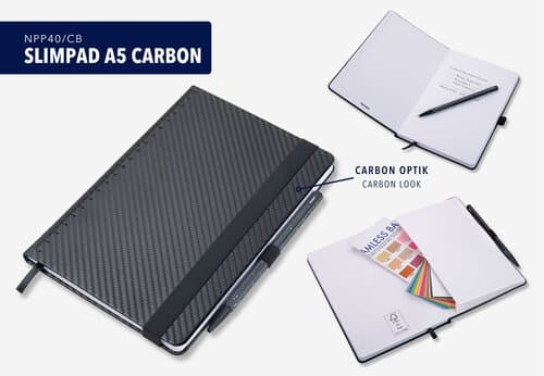 TROIKA Notizblock SLIMPAD A5 CARBON