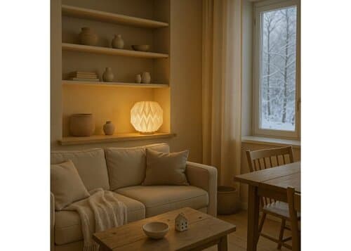 Coollux faltbare, von Origami inspirierte Papier-LED-Lampe Luna 25cm