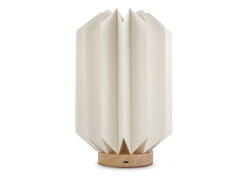 Coollux faltbare Papier-LED-Lampe Eos auf Holzsockel, 25 cm (Briefkastengröße)