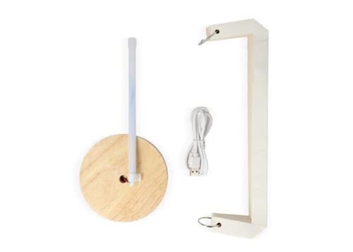 Coollux faltbare Papier-LED-Lampe Eos auf Holzsockel, 25 cm (Briefkastengröße)