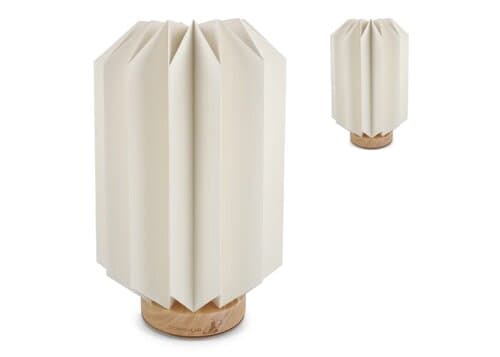 Coollux faltbare Papier-LED-Lampe Eos auf Holzsockel, 25 cm (Briefkastengröße)