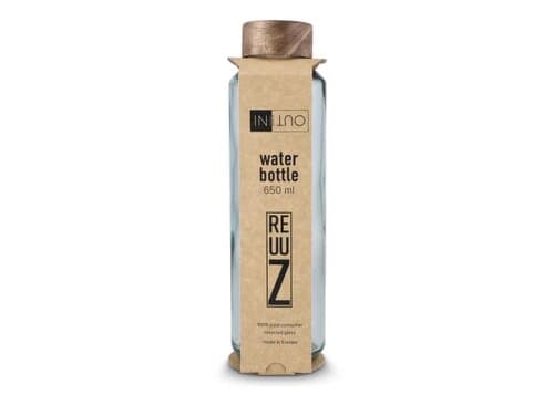 InSideOut Recycelte Glaswasserflasche ReuuZ mit Holzverschluss 650 ml