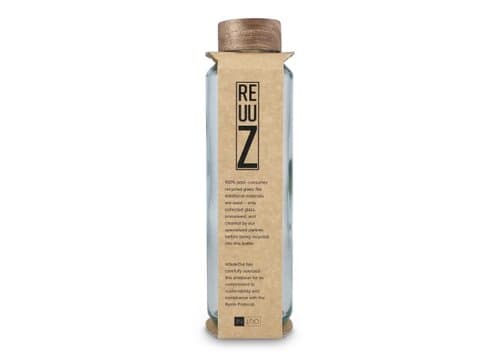 InSideOut Recycelte Glaswasserflasche ReuuZ mit Holzverschluss 650 ml