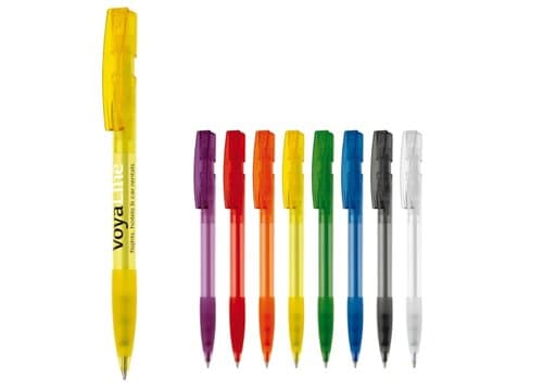 Kugelschreiber Nash Transparent mit Gummigriff