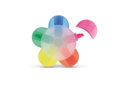 Textmarker Blume mit 5 Farben