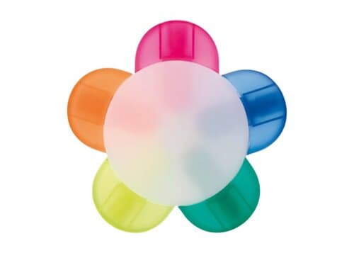 Textmarker Blume mit 5 Farben